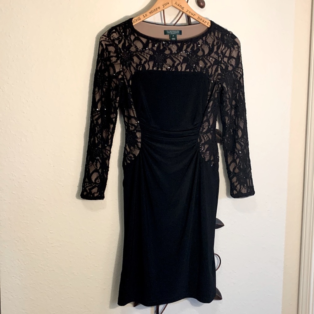 Ralph Lauren black lace and sequin dress